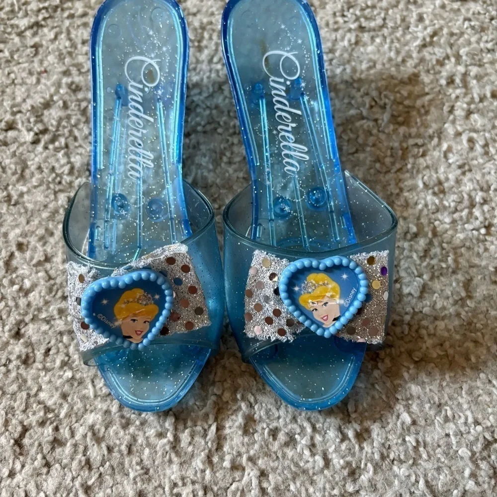 Cinderella Sparkling Blue Dress Shoes for Kids Disney Play Dress Up Plastic